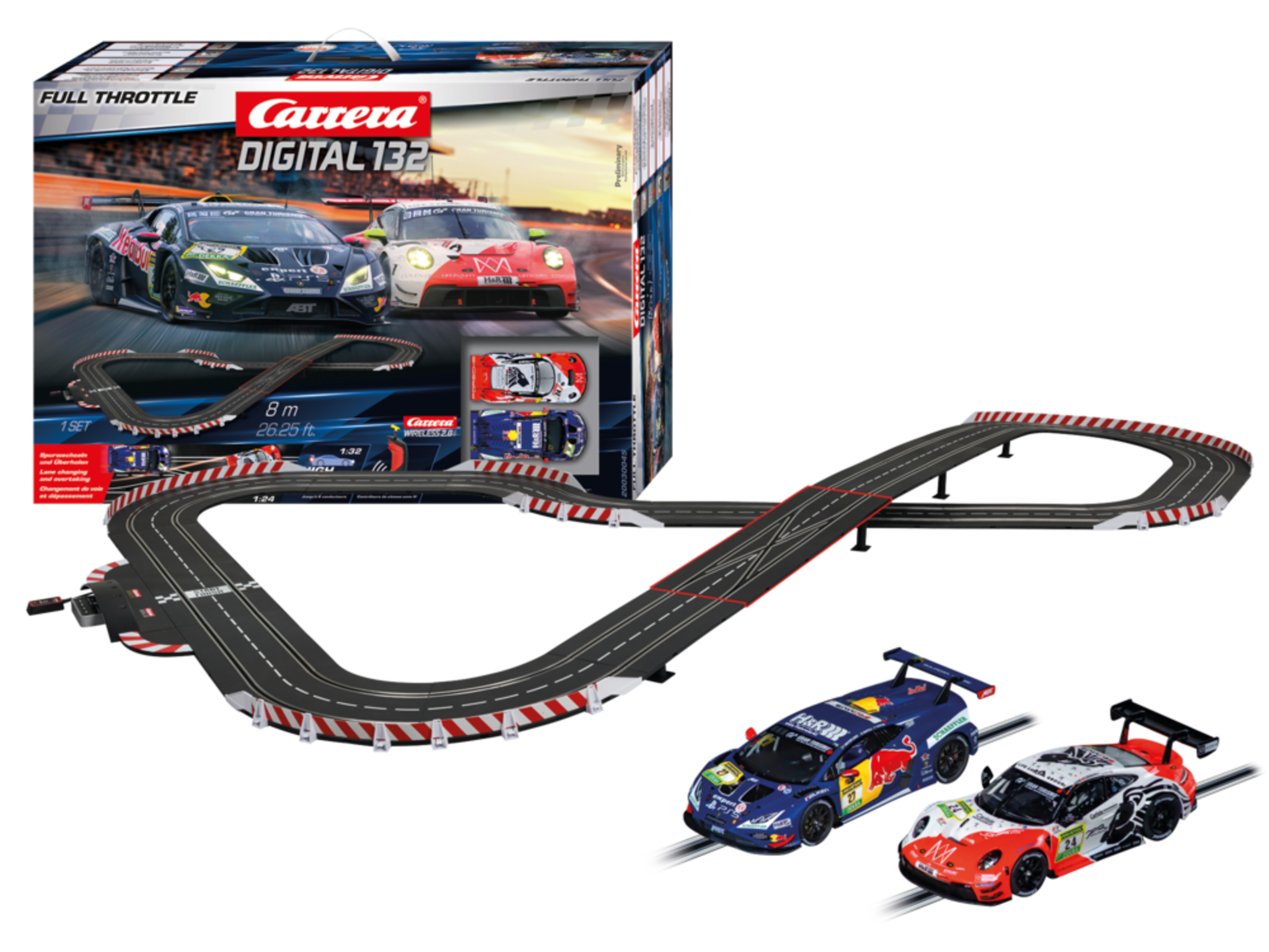 Carrera 20030045 Full Throttle Lambo & Porsche Circuit Digital 132 - Slot Racing