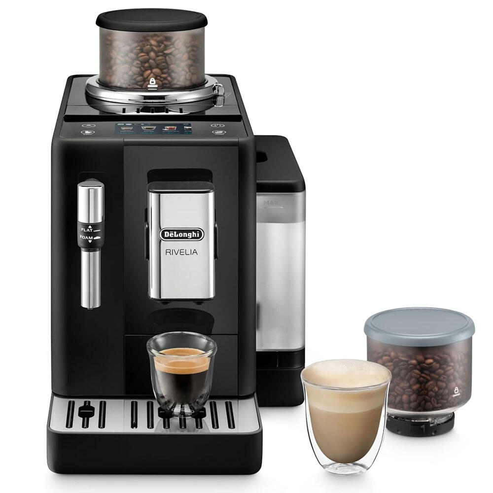 Delonghi Rivelia EXAM440.35.B, Machine à café automatique avec buse à mousse de lait, Noir Onyx