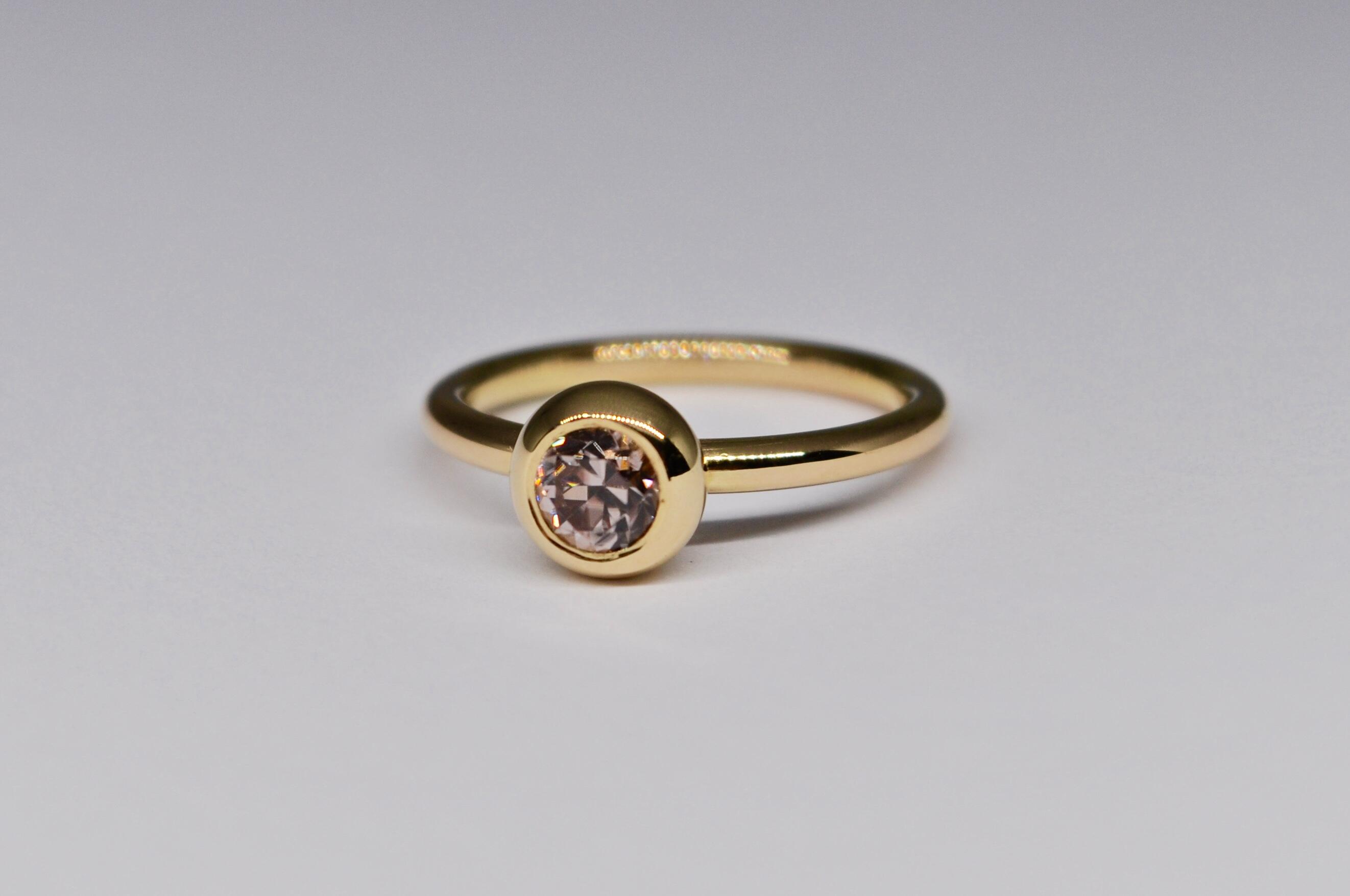 Bague empilable en or, zircon rose