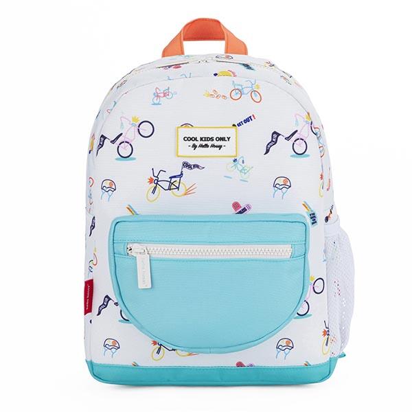 Kinderrucksack Bike - Weiß & Fahrradmuster