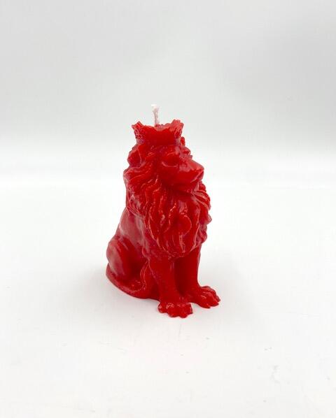 "Roude Léif" - Kerze in Form eines Löwen, rot