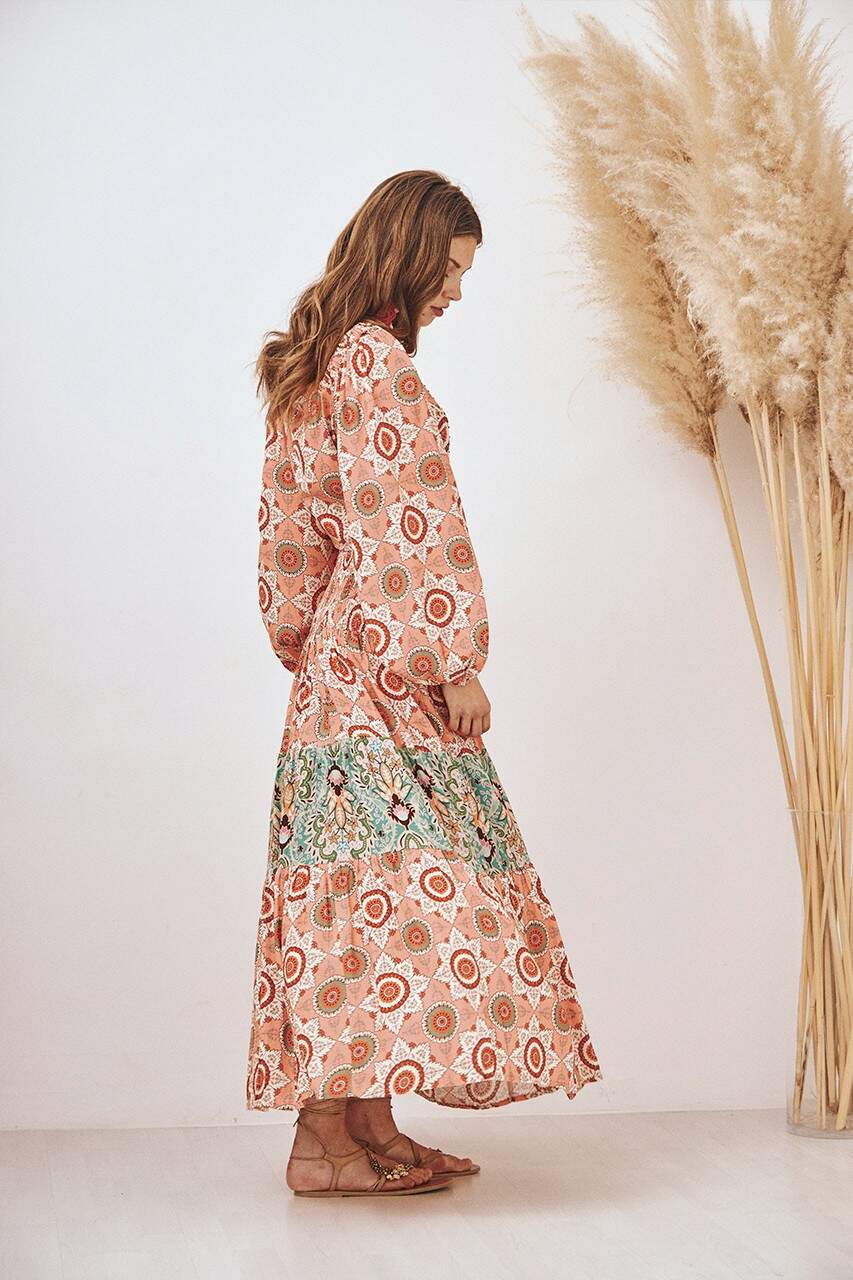 Jupe Maxi Plissée NKN Nekane - Taille M (38/40), Imprimé Géométrique Multicolore, Neuve Sans étiquette