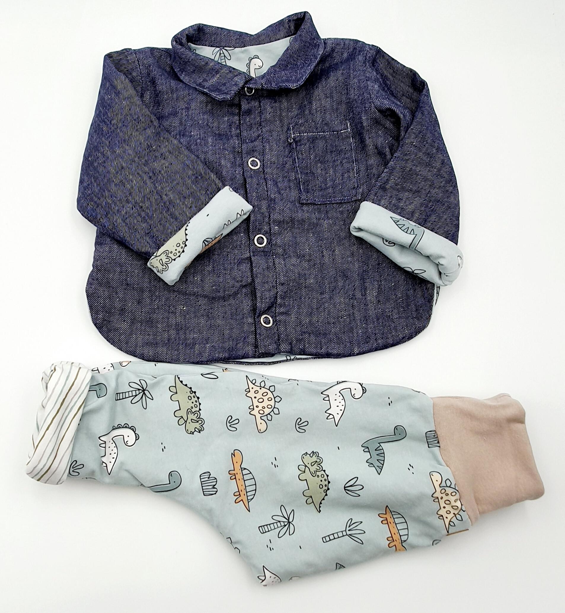 Ensemble Chemise et sarouel évolutifs et réversibles "Little dinos"
