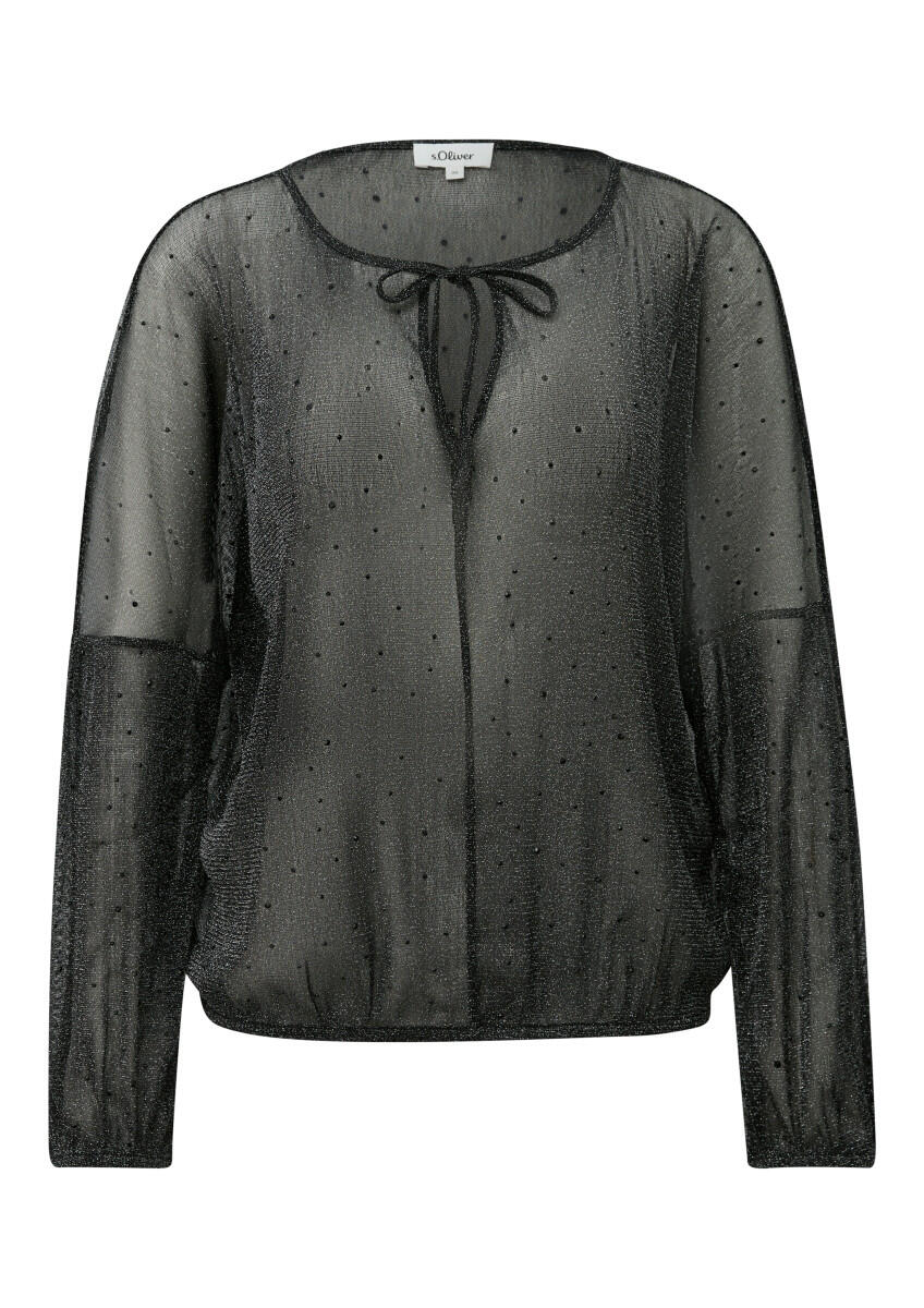 Long-sleeve blouse with glitter yarn