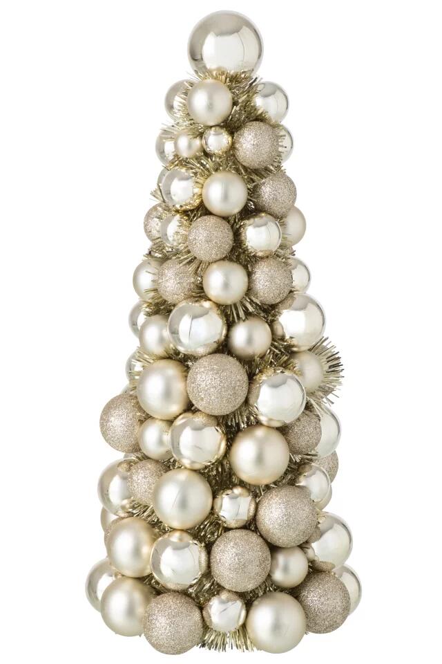Decorative tree - cone-shaped Christmas tree - made from white and beige Christmas baubles 266788 - 721