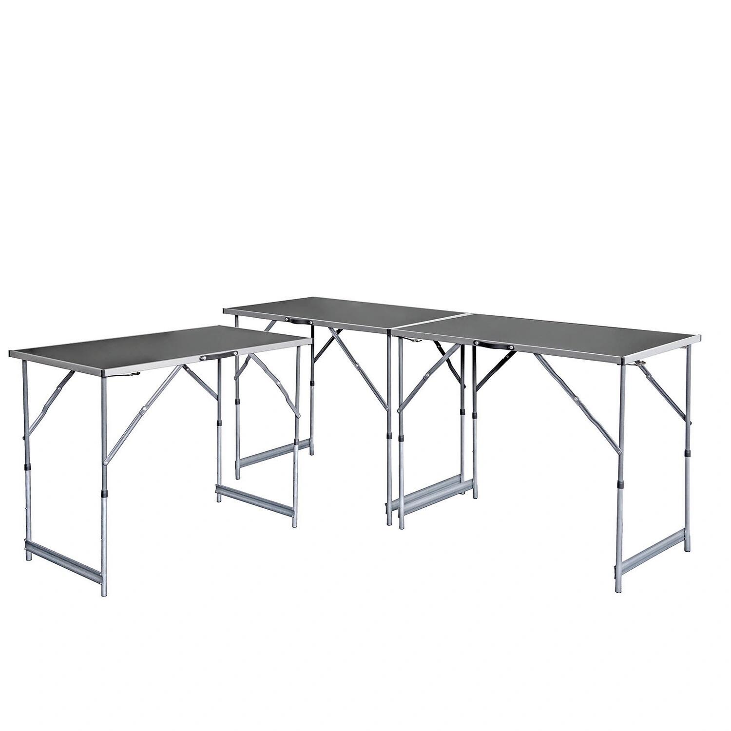 Tapezier-/Mehrzwecktisch, 3er-Set, je LxBxH: 100 x 60 x 76 - 94 cm, Aluminium/MDF