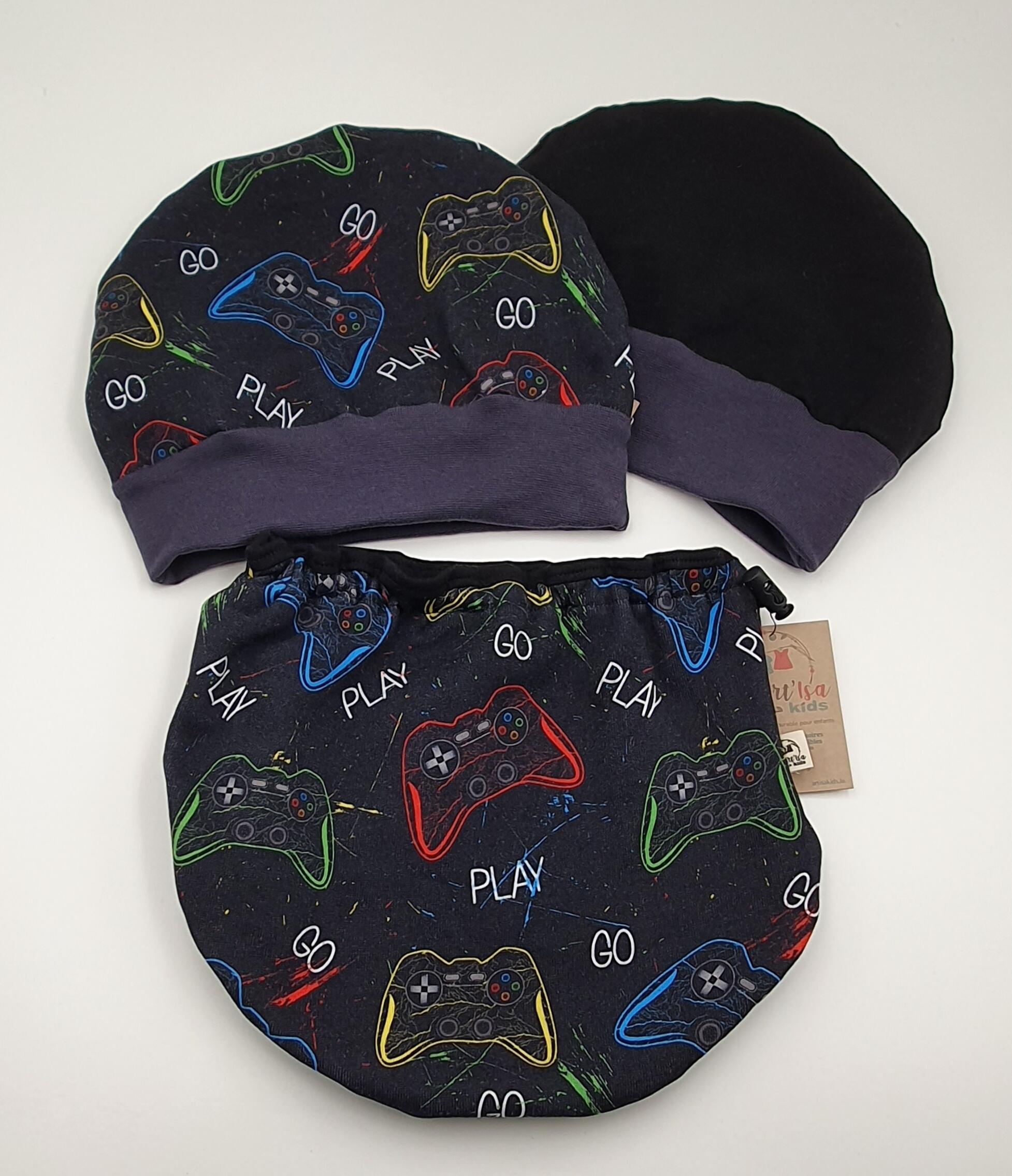 Bonnet and collar set "Fleurs d'automne"