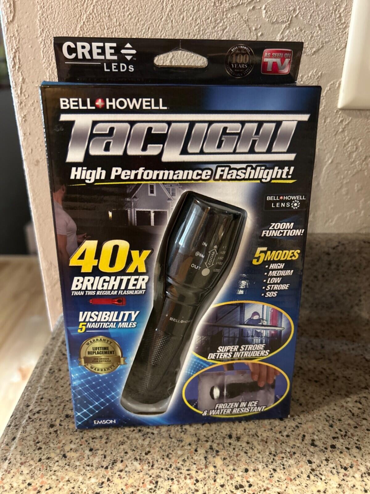TacLight Bell Howell 5000 lux 40x brighter 5 light modes