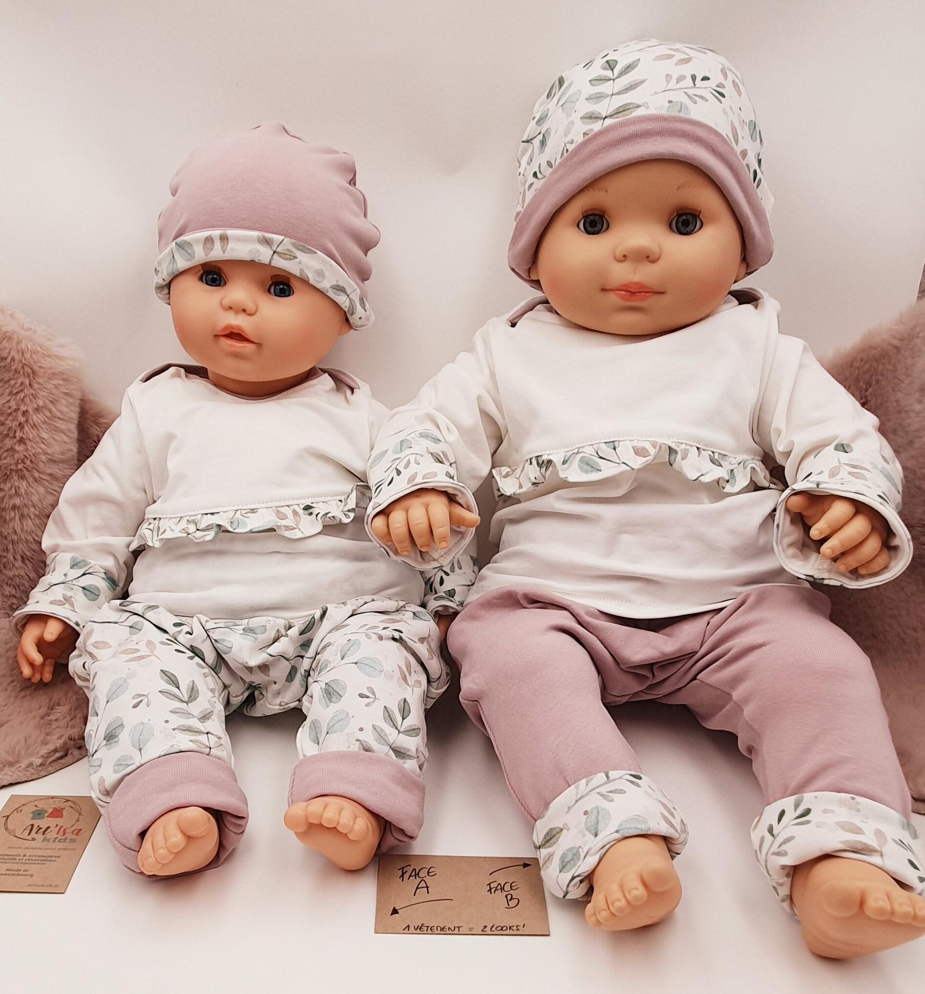 Reversible and adjustable set "Feuillage" 3 pieces