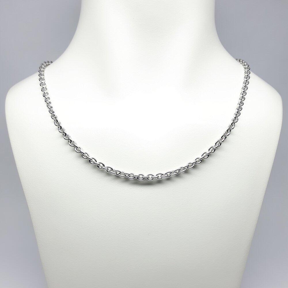 Ankercollier aus 925er Silber massiv rhodiniert. Länge 55cm Ø4,4mm.