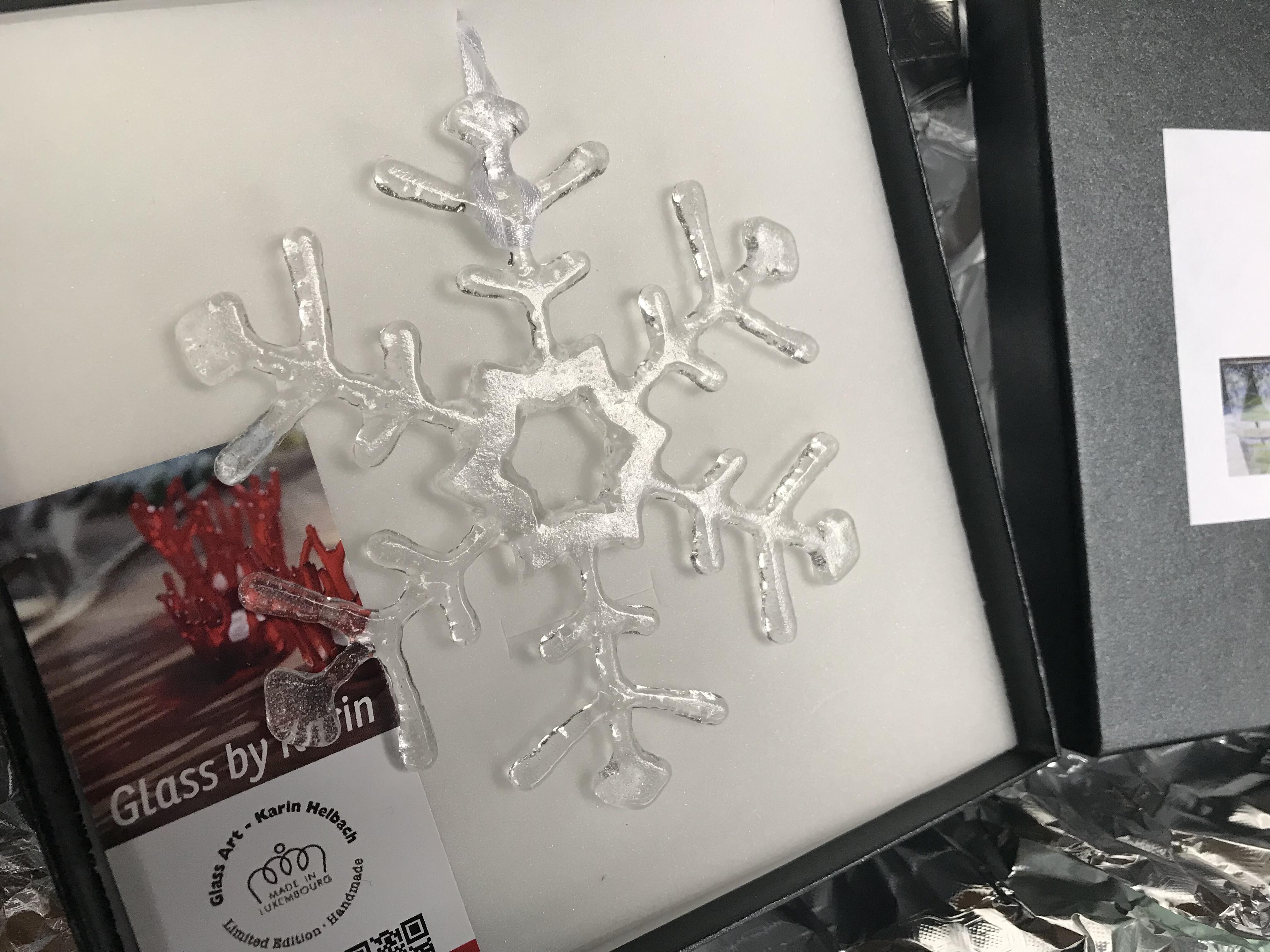 Flocon de neige "transparent" en verre, fait main MADE IN LUXEMBOURG, Design 2