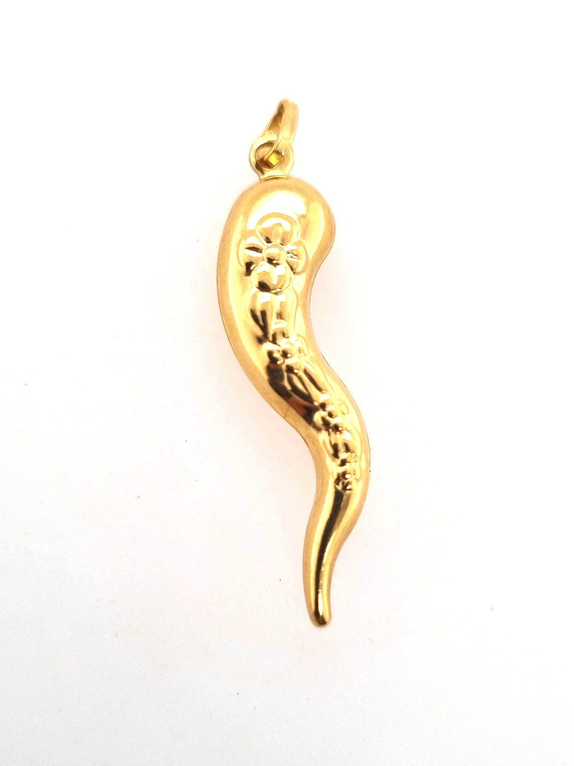18K yellow gold cornucopia pendant (3.5 cm)