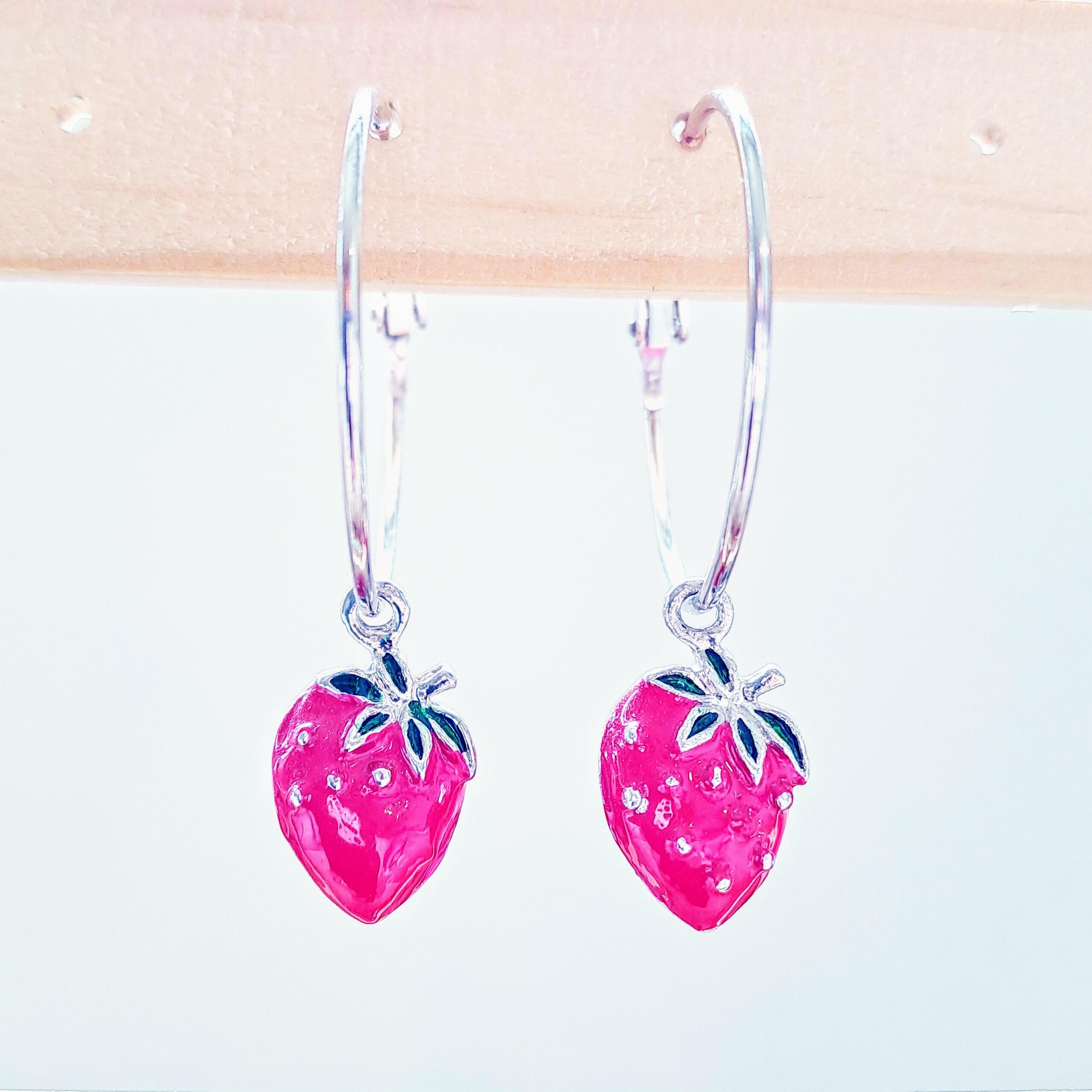 Creole Earrings: Strawberry Sweets