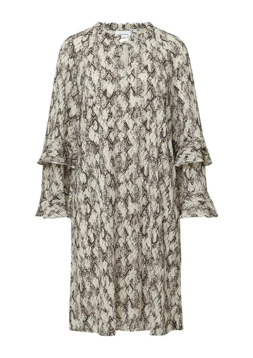 Chiffon dress with animal print and ruffle details