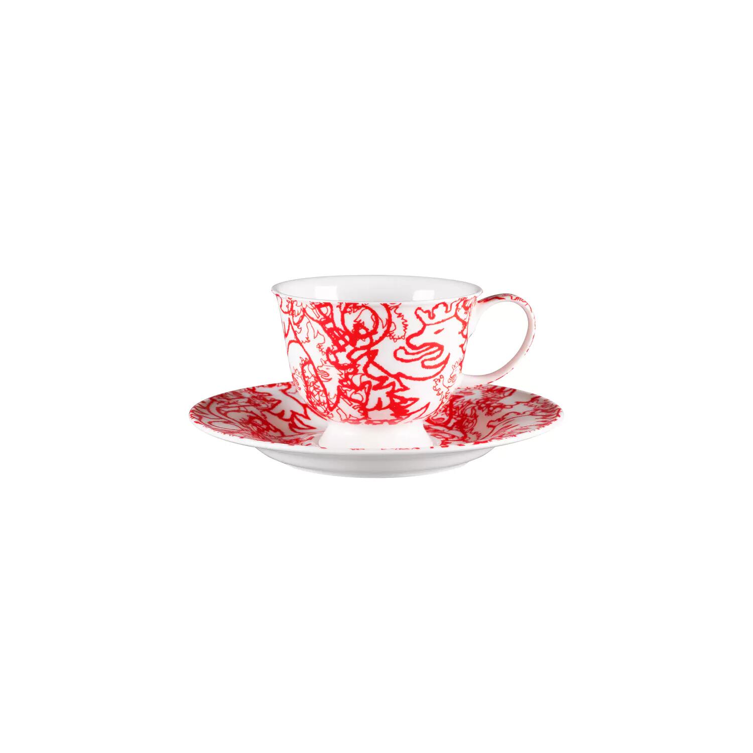 JACQUES SCHNEIDER - Grevenmacher cup with foot &amp; saucer, set of 4 pieces