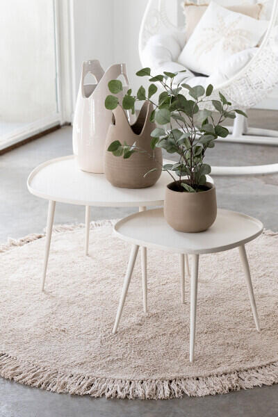 runder Teppich mit Fransen - dunkelbeige 150 cm 41727