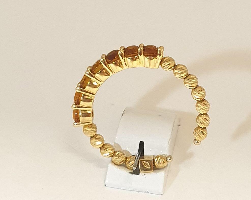 # 18K Gelbgoldring mit 7 Citrinsteinen & facettierten Perlen aus 18K Gelbgold