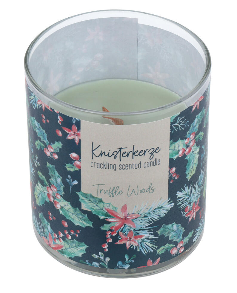 Steinhart crackling candle scented with Truffle Woods, Ø 8 x 9.2 cm, in a sage-colored glass