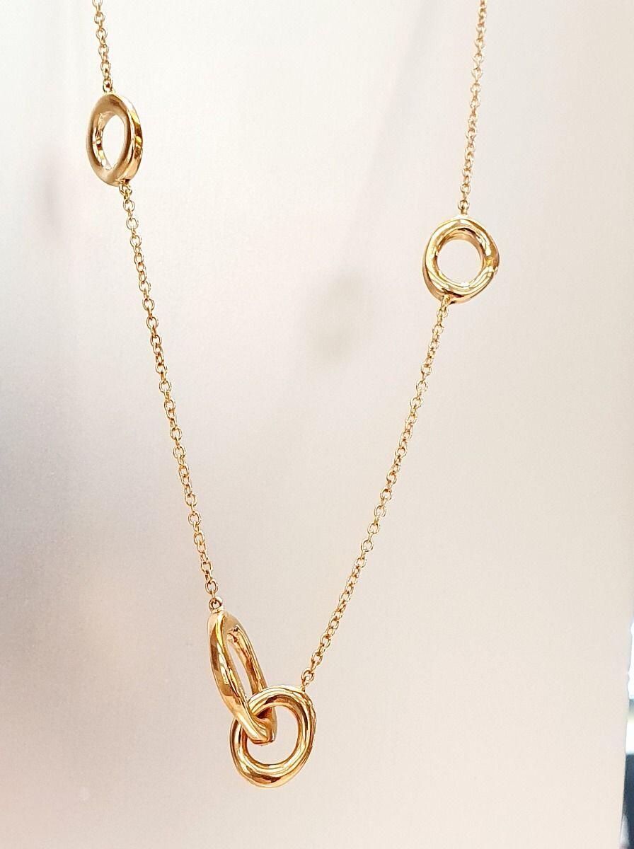 Collier chaîne 42cm avec rondelles or rose 18K