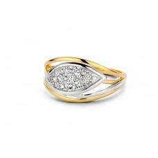 Yellow gold and white gold ring with zircons