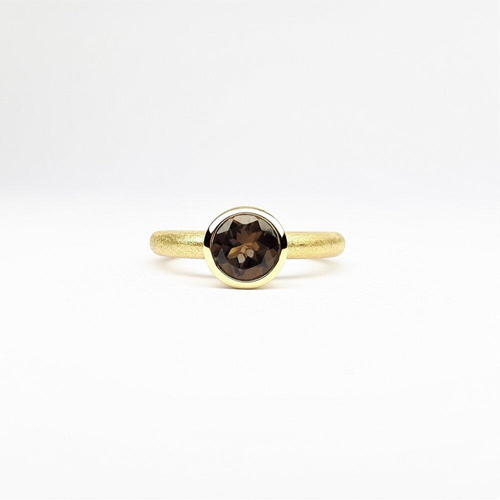 'combiring medium', 18kt Gelbgold und Rauchquarz Ø7mm.