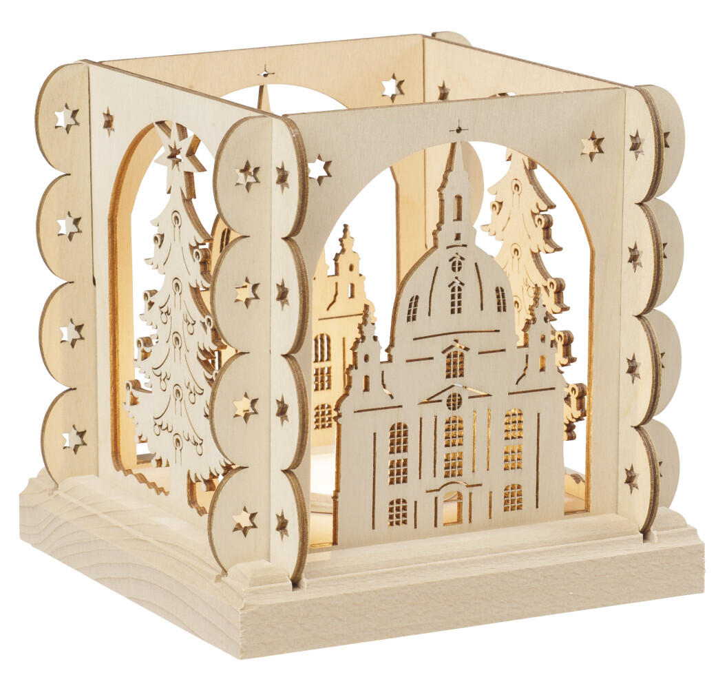 Saico Tealight Holder Dresden for one tealight, wood, 12 cm, natural.