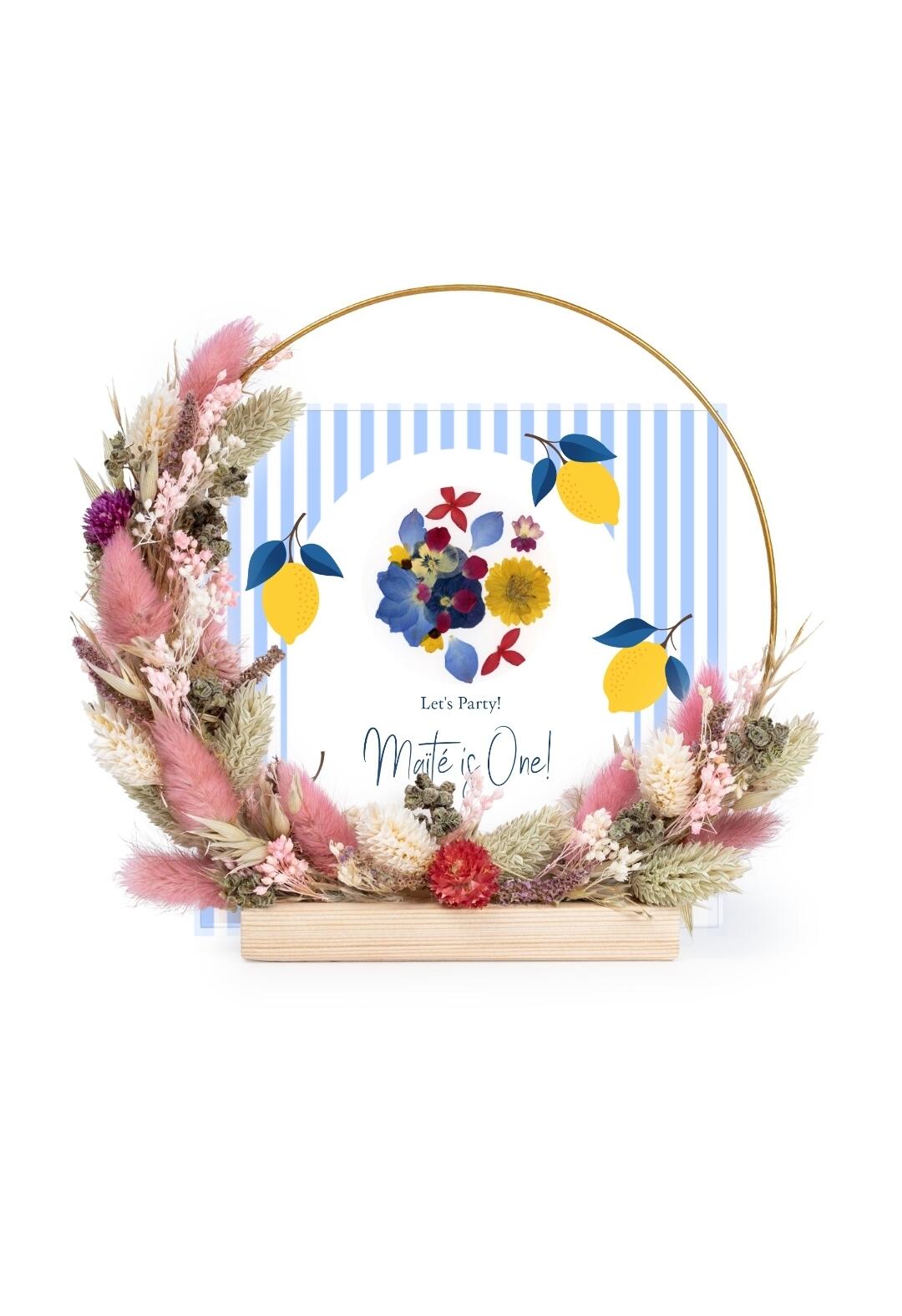 Porte-carte en Bois avec Fleurs Séchées: Wildflower Sweets