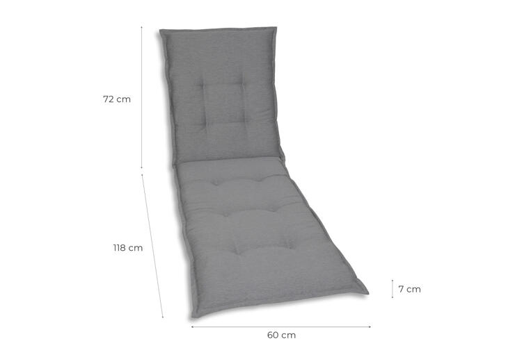 GO-DE Liegen-Auflage 190 cm x 60 cm x 7 cm, grau