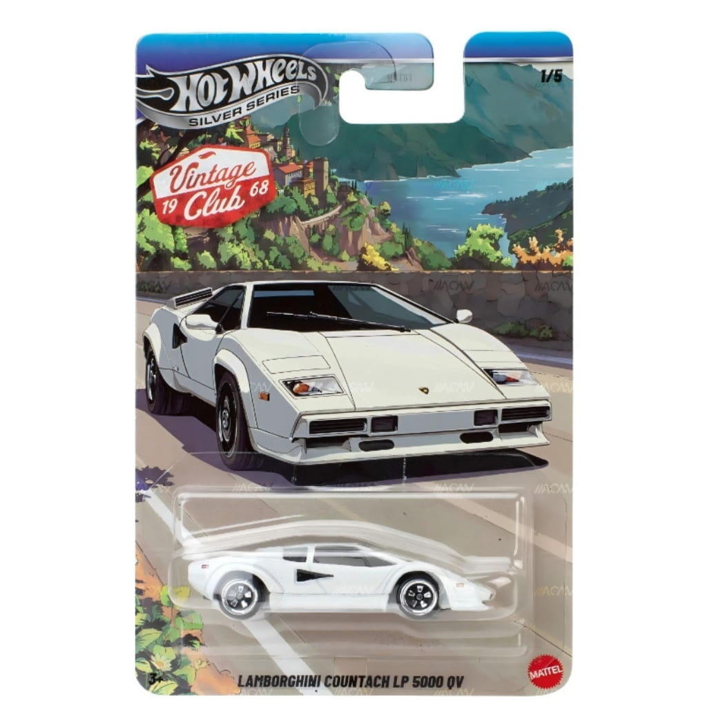 Hot Wheels Silver Series - #HRT81 JKY20 - Lamborghini Countach LP 5000 QV- Vintage Club #1/5 - 1/64