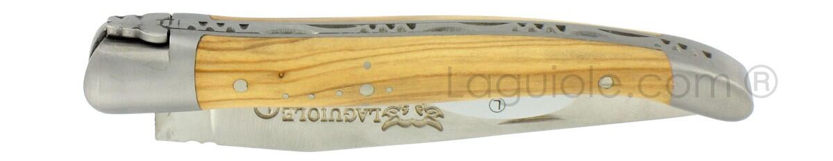 Couteau pliant 1 piece 2 mitres 10cm Inox RF Olivier