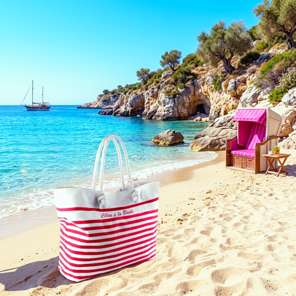 Sac de plage marinière personnalisé avec kit Occitane en Provence