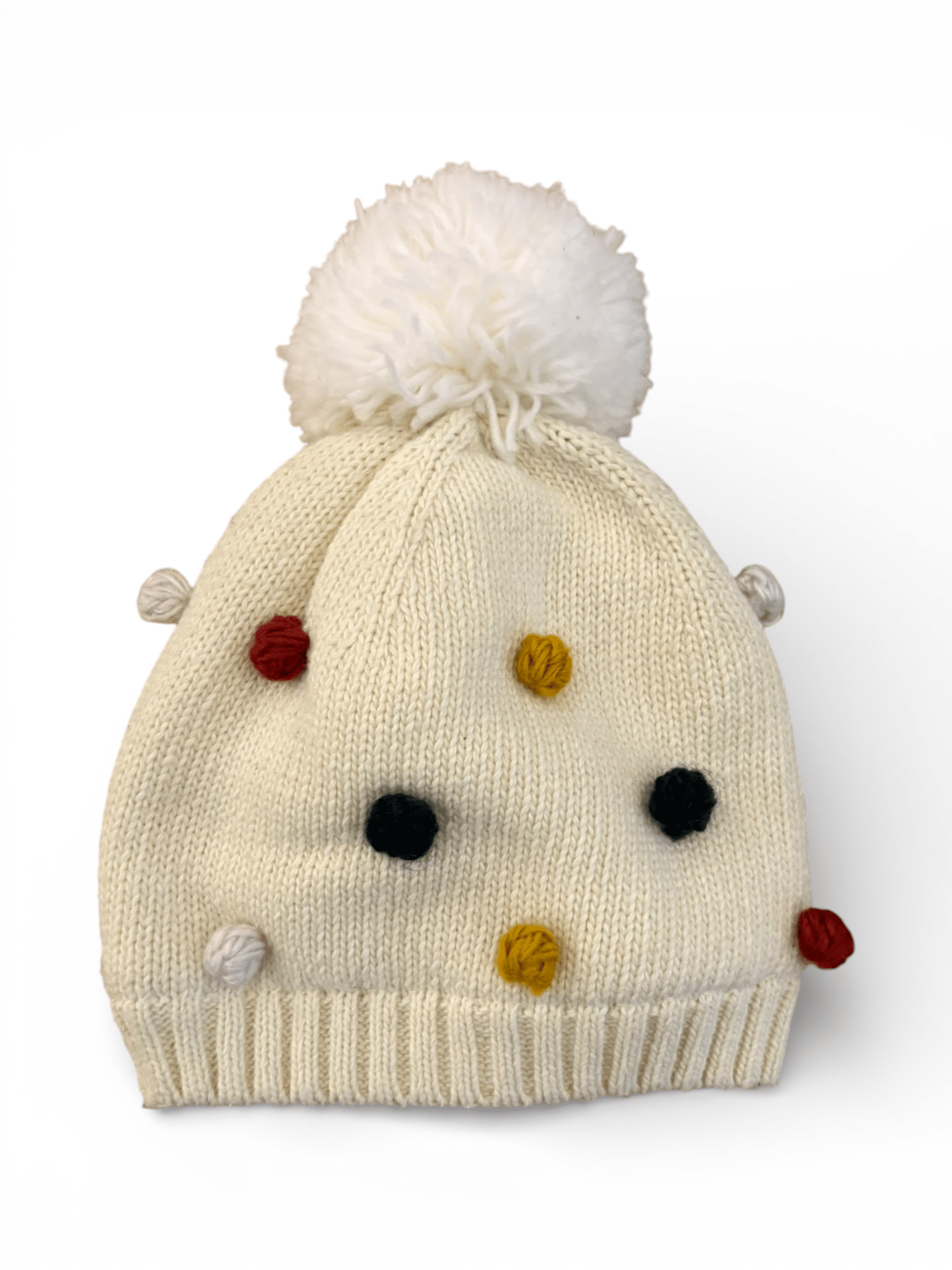 Bout'chou cremefarbene Bommelmütze (6-12 Monate / 45-47 cm)