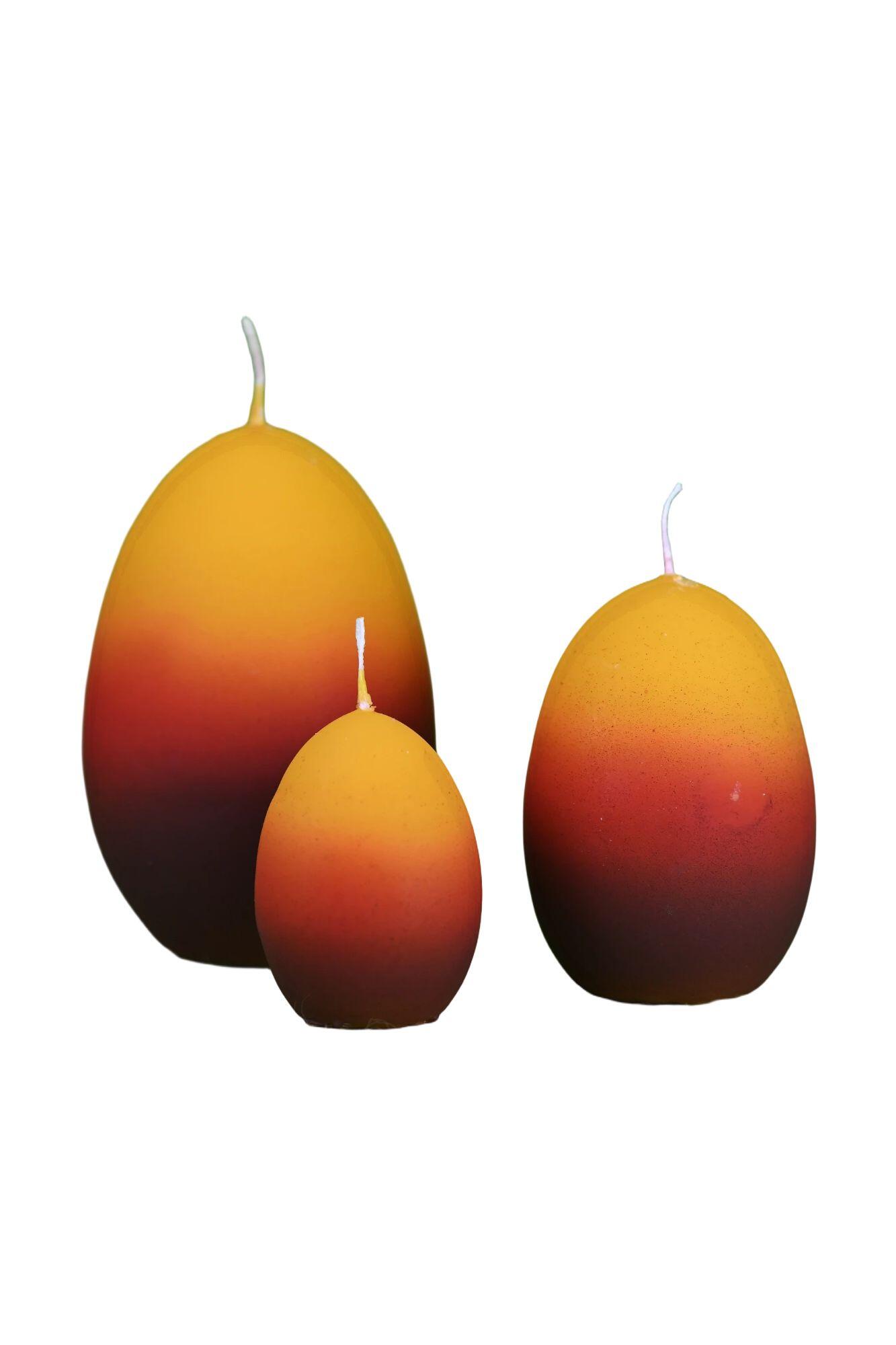 Set de 3 bougies oeufs "coucher de soleil"