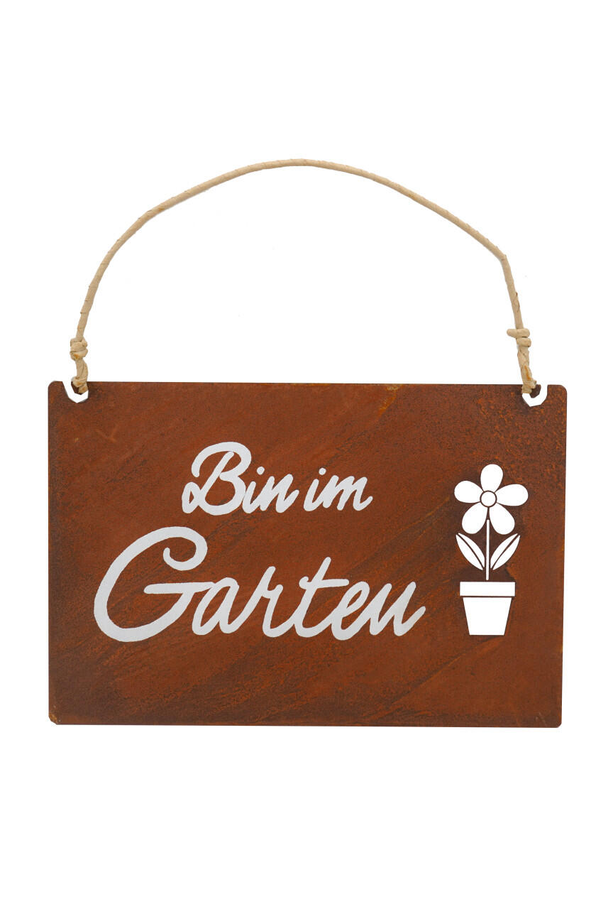 Badeko decorative sign 'I'm in the garden' 30 cm rust brown