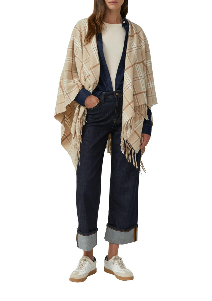 Red Label Karierter Poncho mit Fransen Letzshop