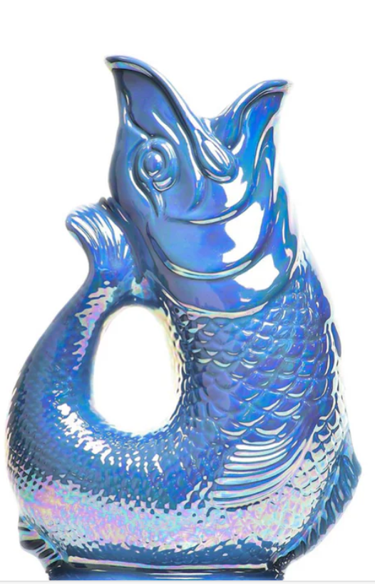 Gluckigluck - Gluggle Jug - fish jug in shimmering sea-blue color