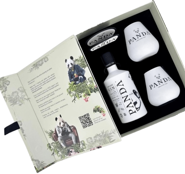 GESCHENKSET PANDA GIN + 2 GLÄSER + 2 UNTERSETZER