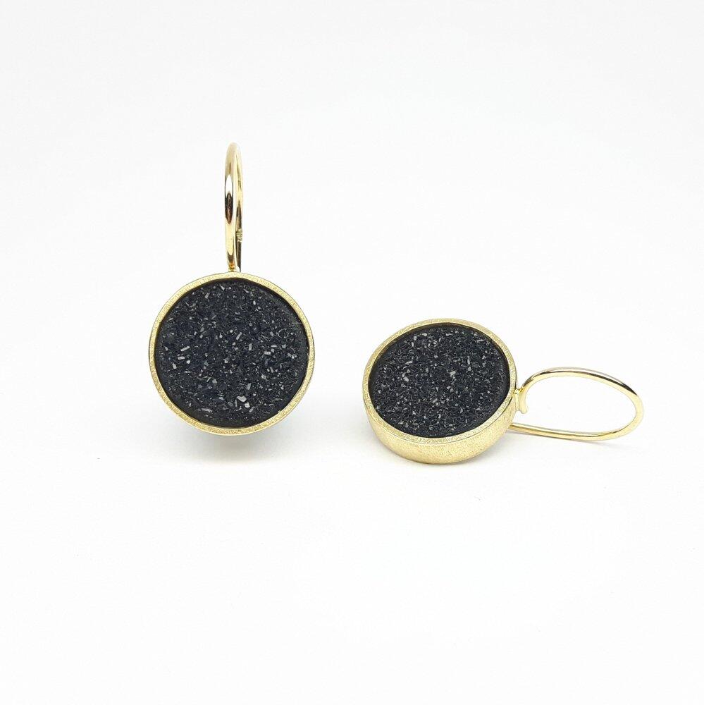 Earrings in 18kt yellow gold and crystal agate. Unique piece.