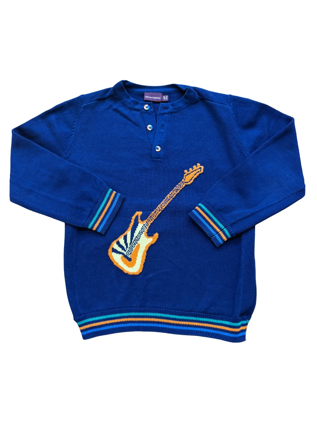 Sergent Major pull bleu à motif guitare (6Y / 116)