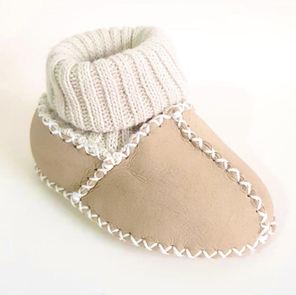 Chaussons bébé fourrés organic beige Papulin