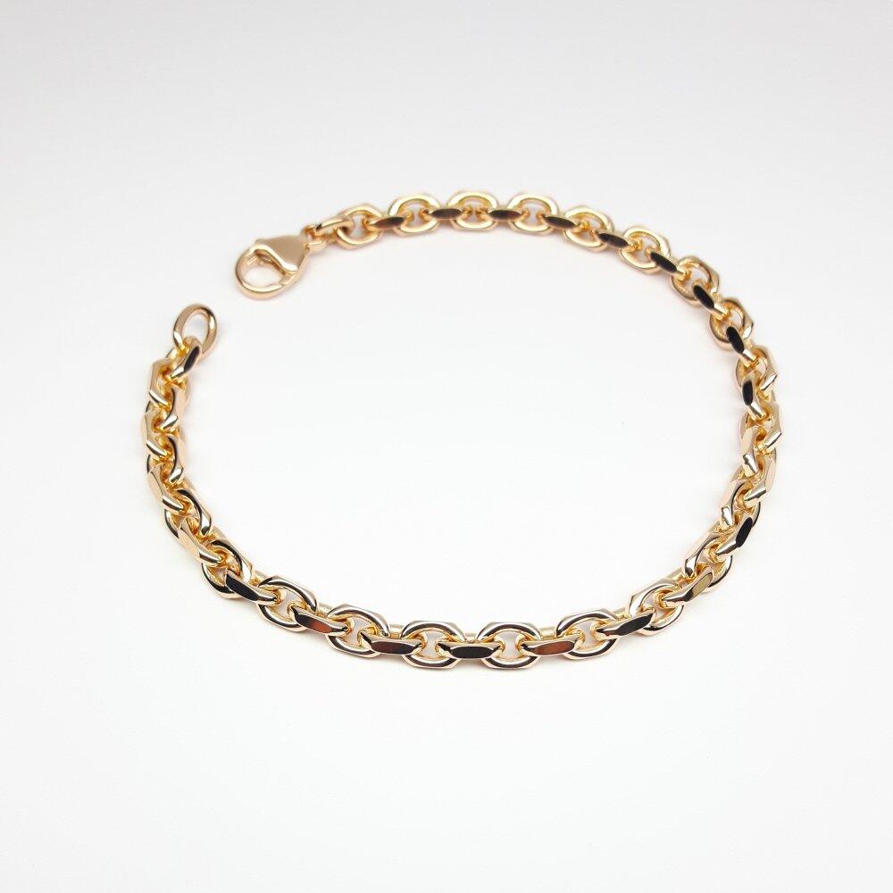 Bracelet forçat diamanté, or rouge 18kt massif 19,5cm Ø4,6mm.