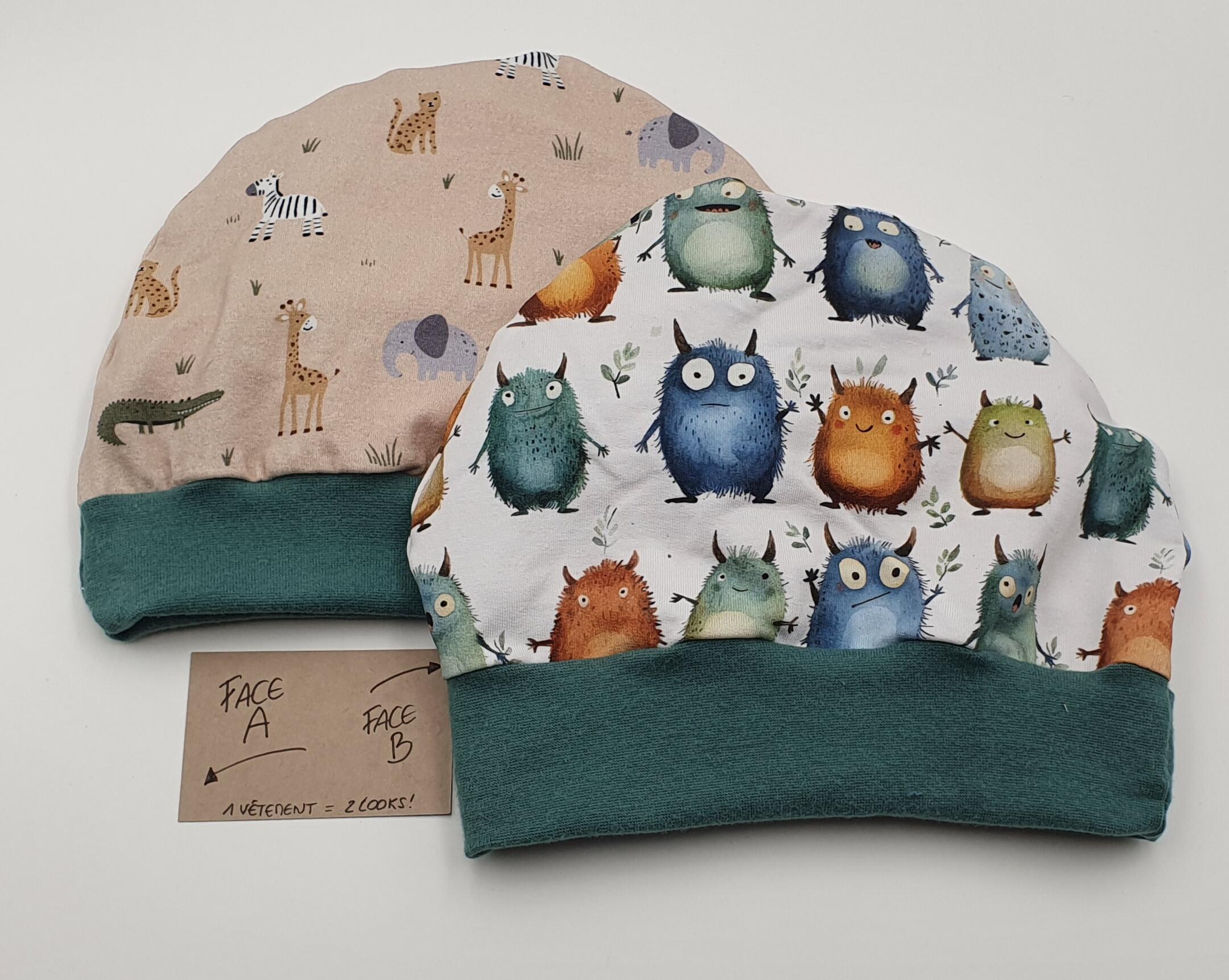Ensemble bonnet + col "Fleurs d'automne"