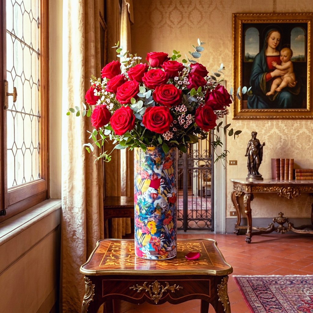 Artistic glass vase, August Queen (35 × 12 cm)