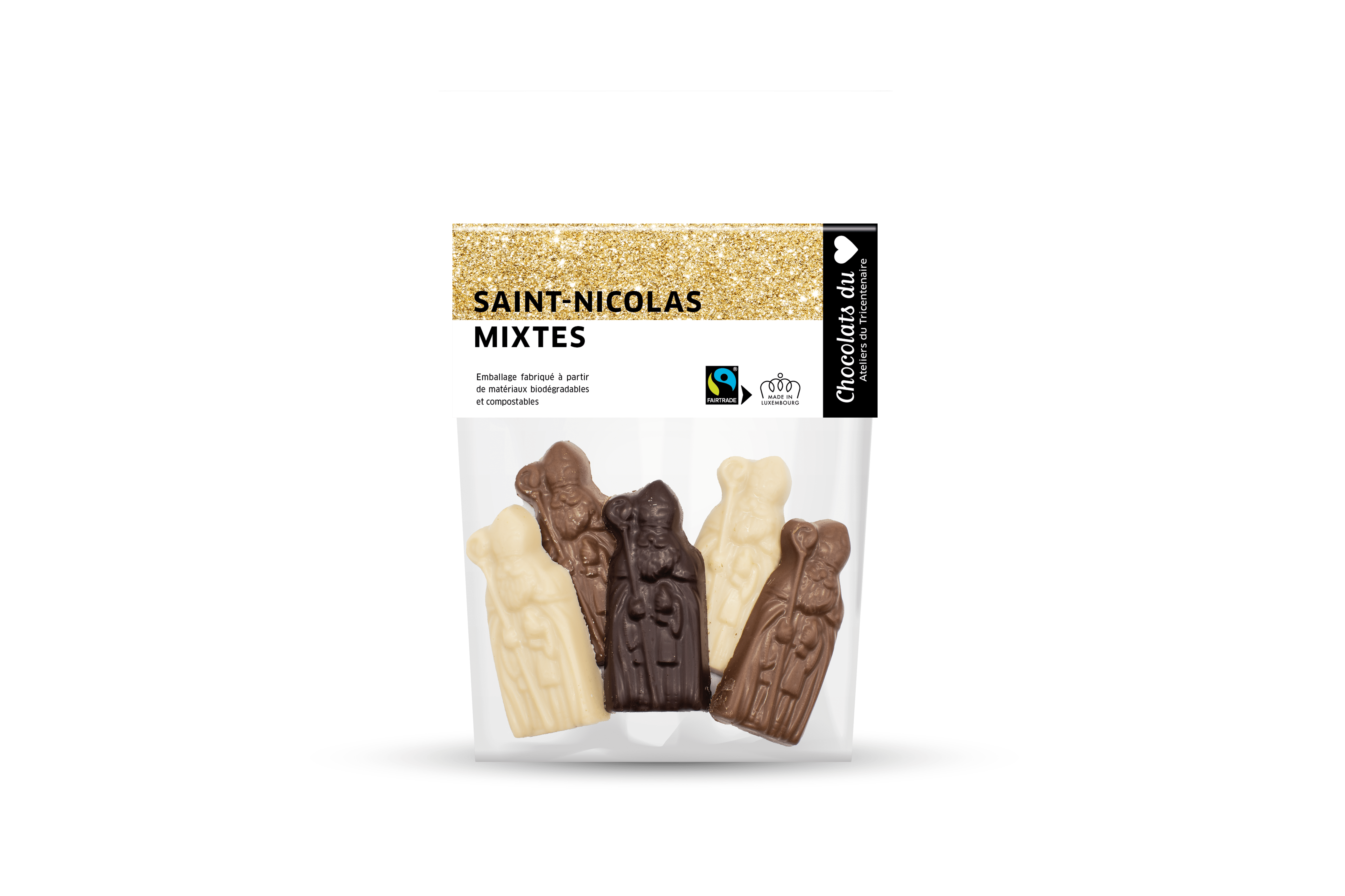 5x Saint Nicolas, chocolats mixtes Fairtrade 80gr.