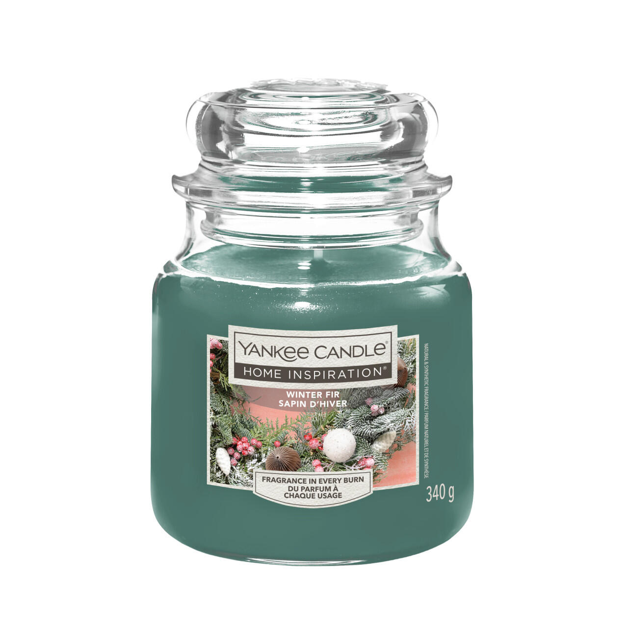 Yankee Candle Scented Candle Medium Jar Winter Fir 340 g, pine green