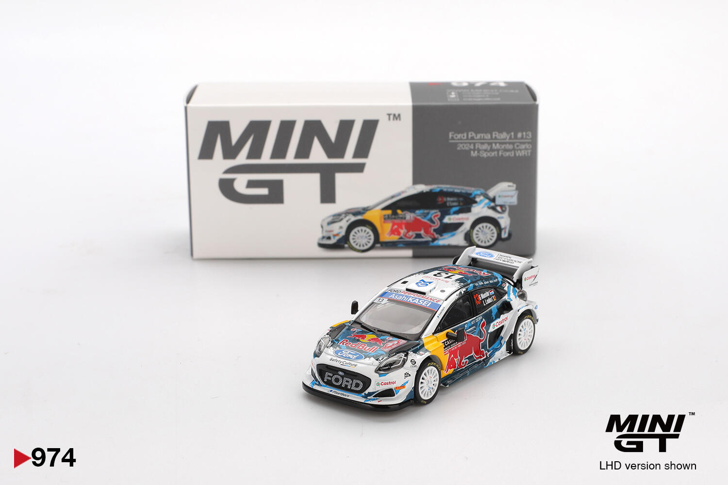 Mini GT - #MGT00974-L - Ford Puma Rally1 #13 - M-Sport Ford WRT - 2024 Rally Monte Carlo - G. Munster / L. Louka - 1/64
