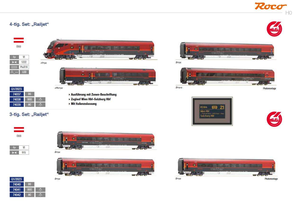 Roco H0 Roco 8-piece Set: Railjet, ÖBB AC + digitally | Letzshop