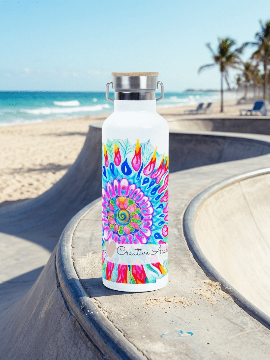 Bamboo stainless steel water bottle 75cl Marshmallow Bubbles