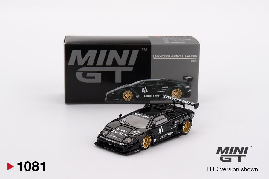 Mini GT - #MGT01081-L - Lamborghini Countach LB-Works - Black - 1/64