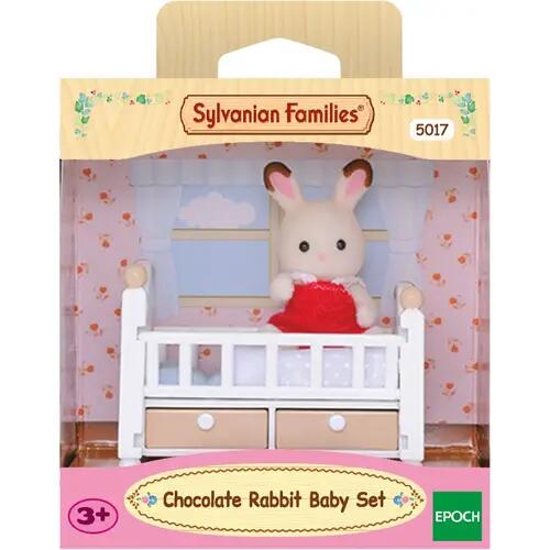 Sylvanian Families 5017 Chocolate Rabbit Baby with Baby Bed